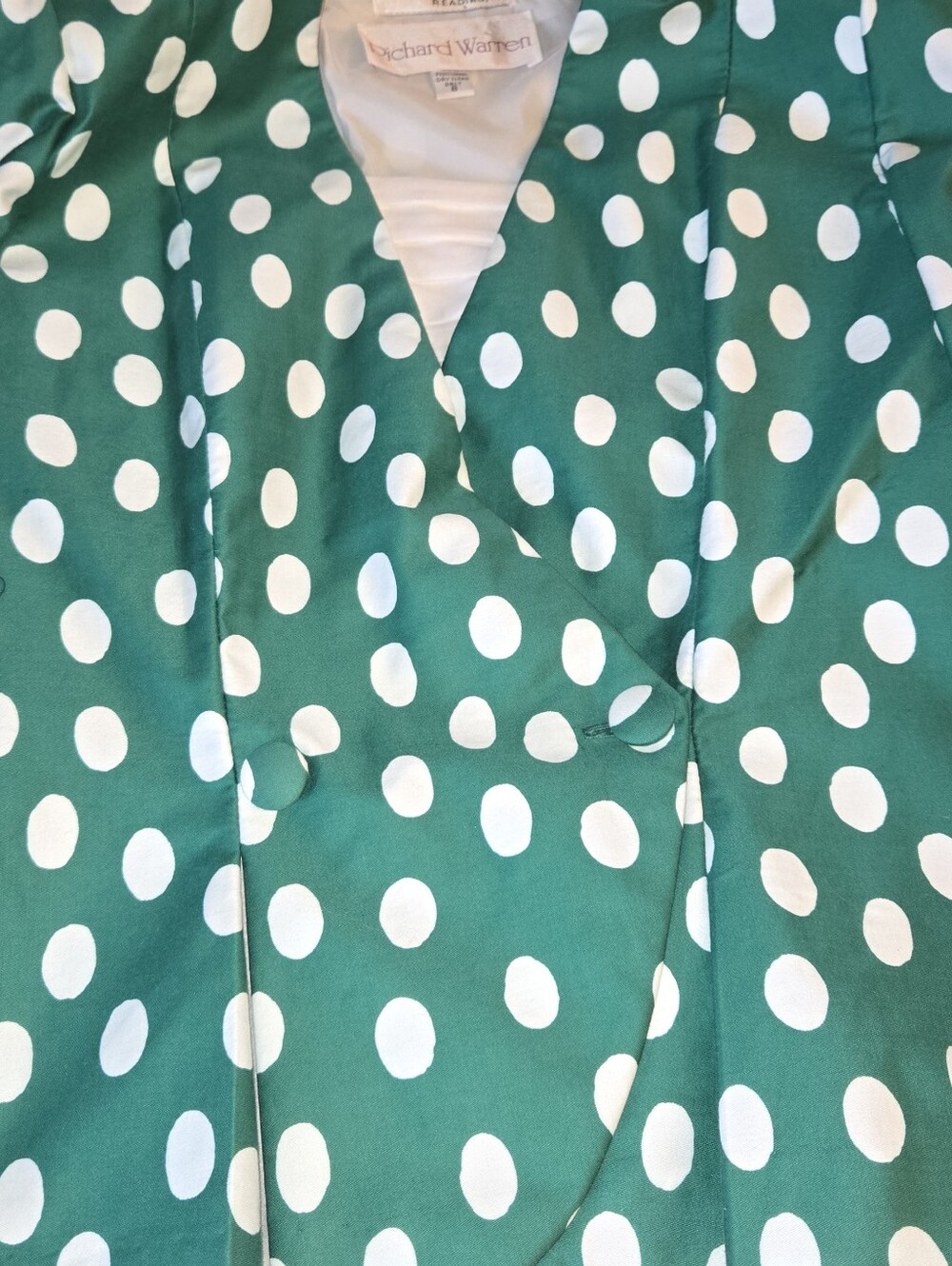 Vintage Richard Warren Emerald Green White Polka Dot Blazer Dress Jacket Size 8